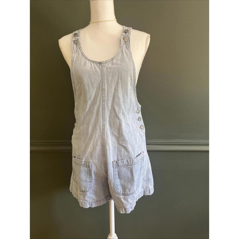 VTG S 80s 90s Denim Overalls Shortalls Romper London London Light Wash Gorpcore